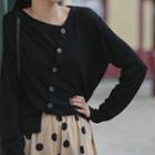 Diagonal-buttoned Cardigan Black - One Size