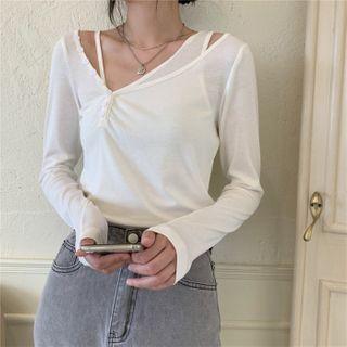 Long-sleeve Henley Top / Camisole Top