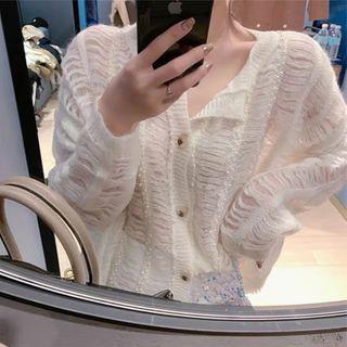 Faux Pearl Light Cardigan White - One Size