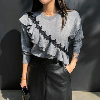 Lace-trim Frilled Sweater