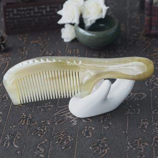 Horn Hair Comb 7011 - Horn Comb - Khaki - 17cm X 5cm