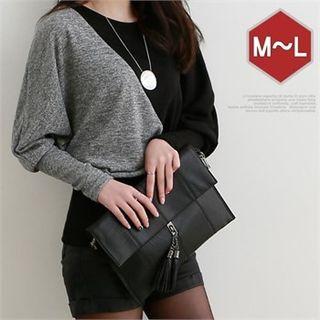 Dolman-sleeve Two-tone Pullover