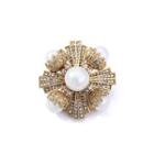 Fashion Atmosphere Plated Gold Geometric Freshwater Pearl Brooch With Cubic Zirconia Golden - One Size