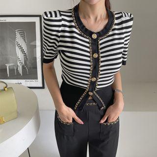 Chain-trim Stripe Knit Top