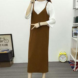 Set: 3/4-sleeve Top + Spaghetti Strap Dress