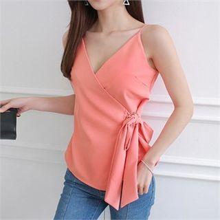 Spaghetti-strap Surplice-wrap Top