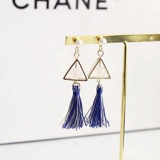 Faux Pearl Triangle Tassel Dangle Earring As Shown In Figure - One Size