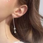 925 Sterling Silver Star Fringed Earring 1 Pair - As Shown In Figure - One Size