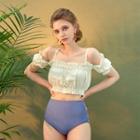Set: Cold-shoulder Ruffled Swim Top + Bottom