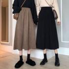 High-waist Plain Suede Skirt