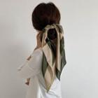 Print Narrow Scarf Hair Tie A - Green - One Size