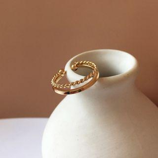 Alloy Layered Open Ring 1 Pc - Gold - One Size