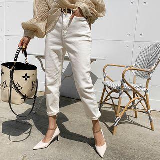Fray-hem Tapered-leg Pants