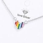 Alloy Rainbow Heart Pendant Necklace Multicolor - One Size