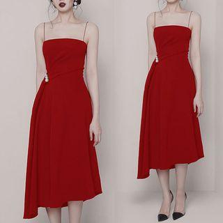 Spaghetti Strap Midi Party Dress