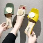 Metal Disc Low Heel Slide Sandals