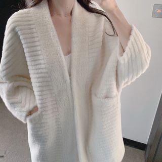Faux-fur Open Front Jacket Off-white - One Size