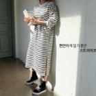 Striped Long Sweatshirt Dress Ivory - One Size
