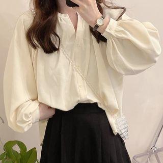 Scoop Hem Plain Blouse