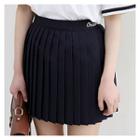 Lettering Accordion-pleat Mini Skirt
