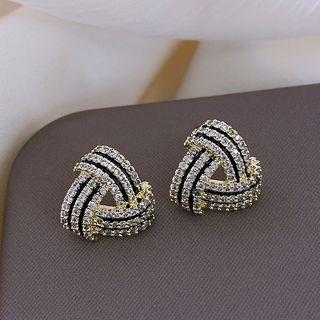 Rhinestone Layered Earring 1 Pair - Geometric Triangle Earrings - One Size