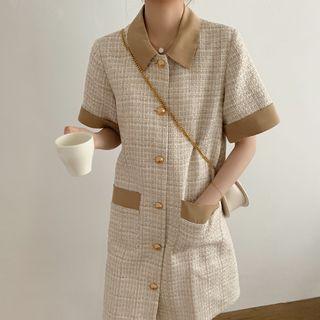 Short-sleeve Mini Tweed Dress