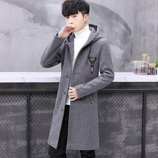 Lettering Single-breasted Hooded Coat