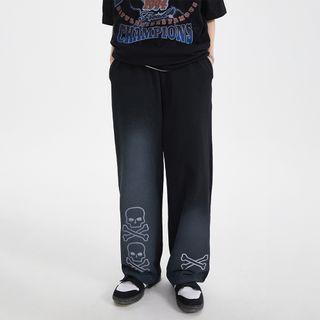 Skull Print Loose Fit Jeans