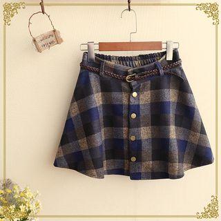 Plaid Buttoned A-line Skirt
