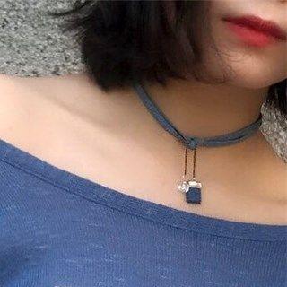 Denim Crystal Drop Choker