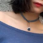 Denim Crystal Drop Choker
