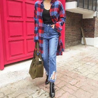 Boxy-fit Plaid Shirtdress