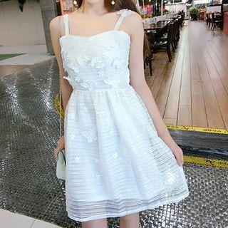 Butterfly Embroidered A-line Dress