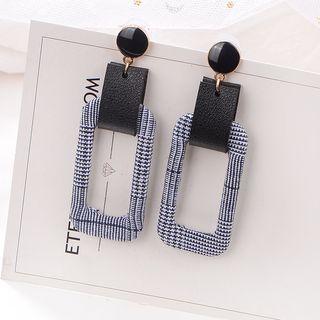 Houndstooth Fabric Rectangle Dangle Earring