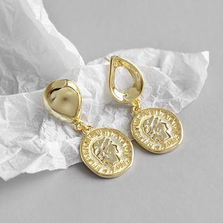 Non-matching 925 Sterling Silver Coin Drop Earring