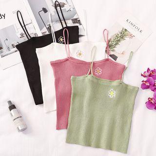 Embroidered Spaghetti Strap Camisole Top