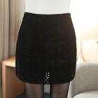 Zip-back Lace Mini Pencil Skirt