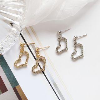 Rhinestone Heart Clip-on Earring / Earring