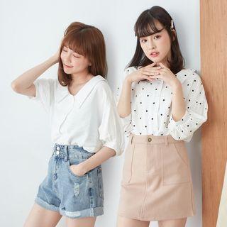 Elbow-sleeve Draped Shirt