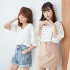 Elbow-sleeve Draped Shirt