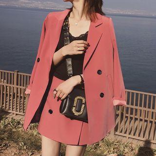 Set: Double Breasted Blazer + A-line Skirt