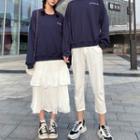 Couple Matching Lettering Pullover / Midi Skirt / Crop Straight Fit Pants