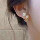 Faux Pearl Alloy Earring 1 Pair - 55277 - White Faux Pearl - Gold - One Size