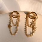Rhinestone Chain Dangle Earring 1 Pair - Gold - One Size