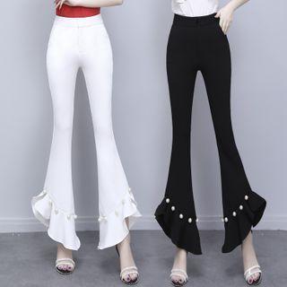 Ruffle Hem Boot-cut Pants