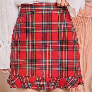 Frill-hem Plaid Mini Skirt