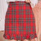 Frill-hem Plaid Mini Skirt