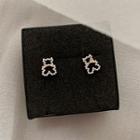 Faux Pearl Rhinestone Bear Ear Stud 1 Pair - Gold - One Size