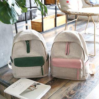 Colour Block Linen Backpack