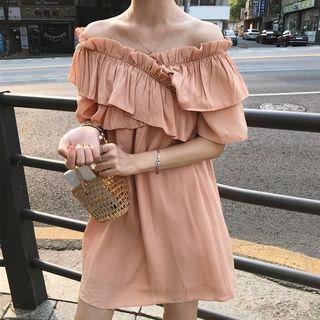 Short-sleeve Ruffle Tunic Dress